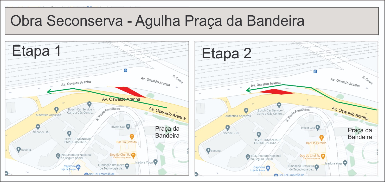 Confira as etapas da reforma da agulha da Praça da Bandeira | Arte: