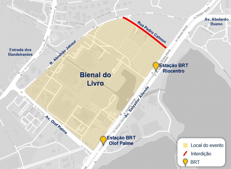 Esquema especial de trânsito para a Bienal do Livro 2023, entre os dias 1º e 10 de setembro | Arte: CET-Rio