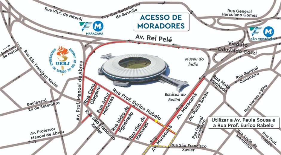 Acesso de moradores para Fluminense x América-MG, em 19 de agosto de 2023 | Arte: CET-Rio