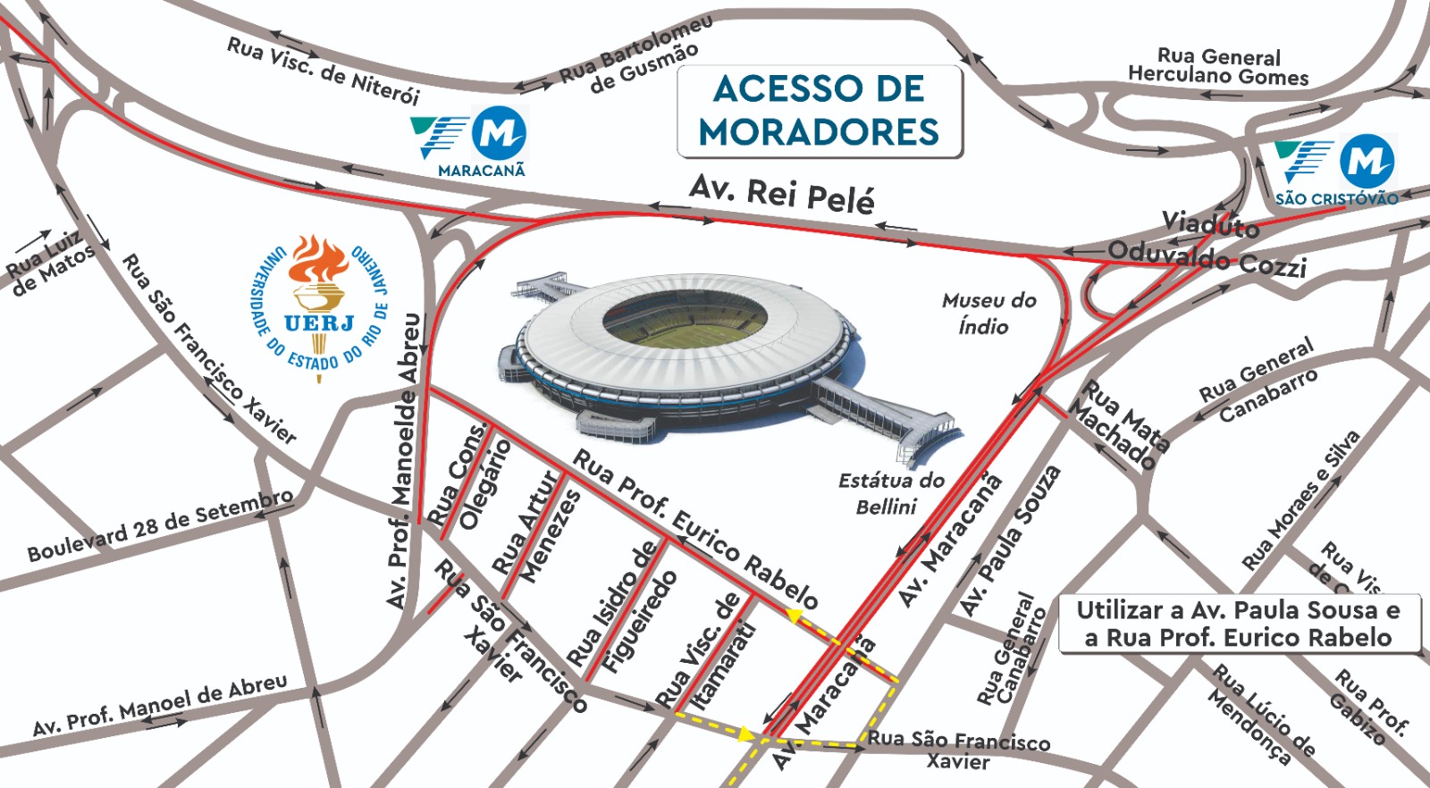 Acesso de moradores do entorno do Maracanã em 24 de agosto de 2023 | Arte: CET-Rio