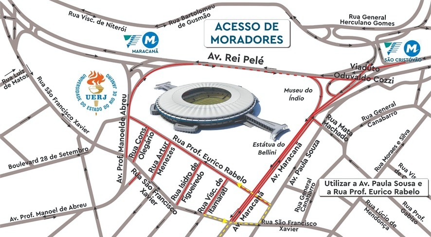 Acesso de moradores para a partida no Maracanã em 20 de agosto de 2023 | Arte: CET-Rio