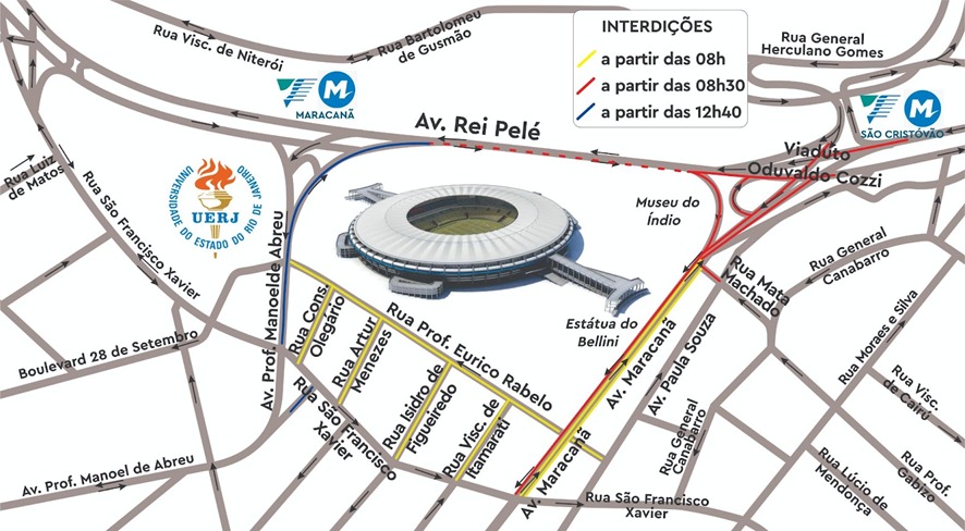 Esquema de trânsito para Vasco x Atlético-MG, em 20 de agosto de 2023 | Arte: CET-Rio