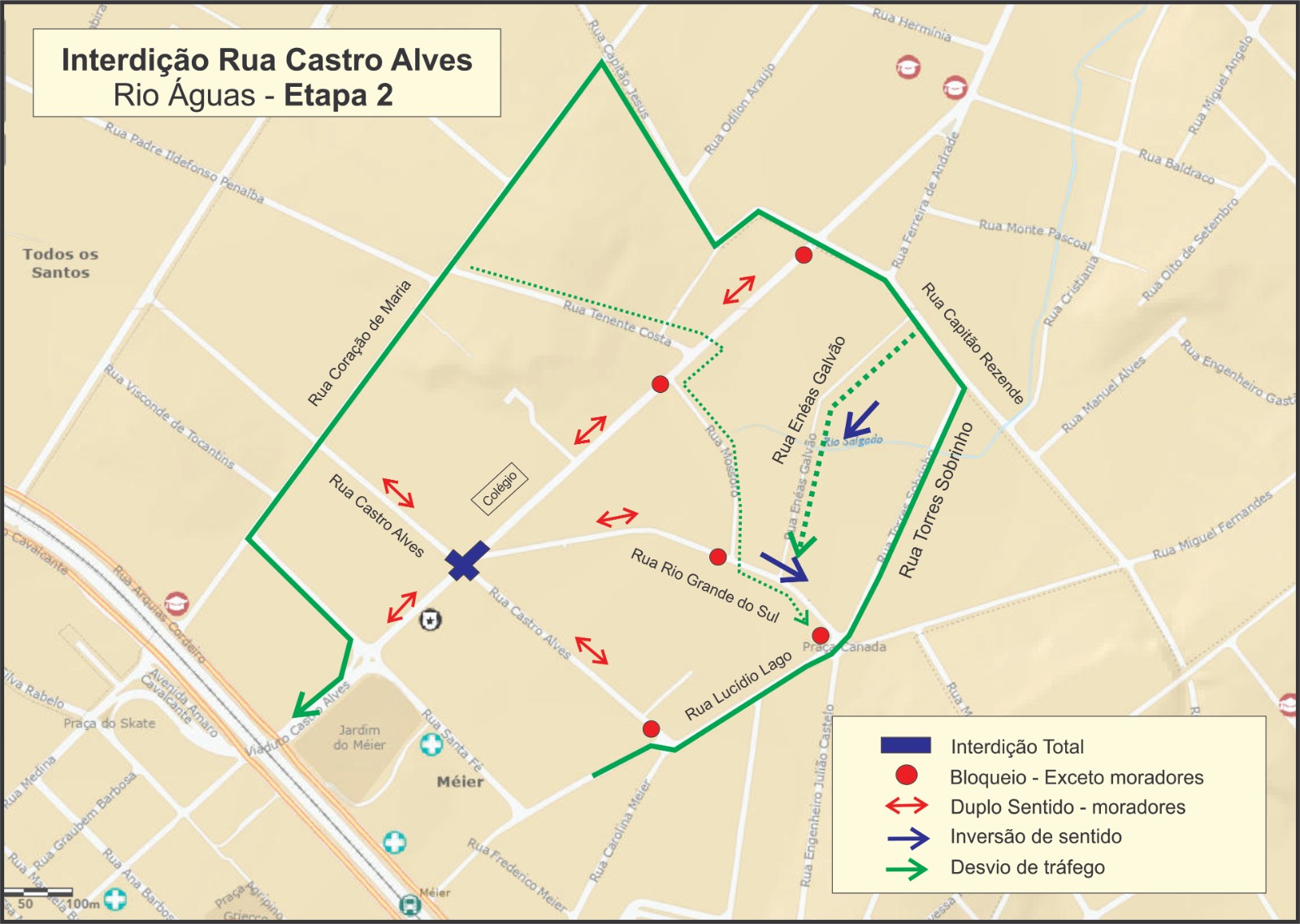 Mapa de obras da CET-Rio na rua Aristides Caire