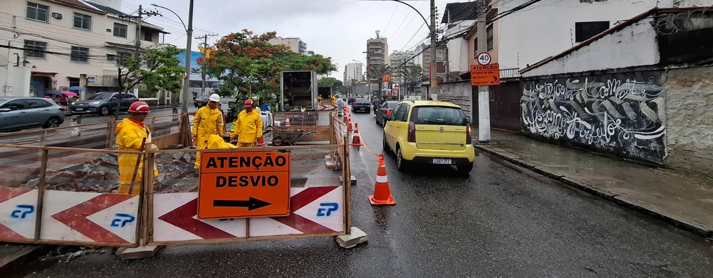 Obra da concessionária Light na Rua Maxwell, no Andaraí | Foto: Divulgação